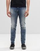 Diesel Sleenker Skinny Jeans 853l Dna Bleach Distressed Wash - Dna Bleach Wash