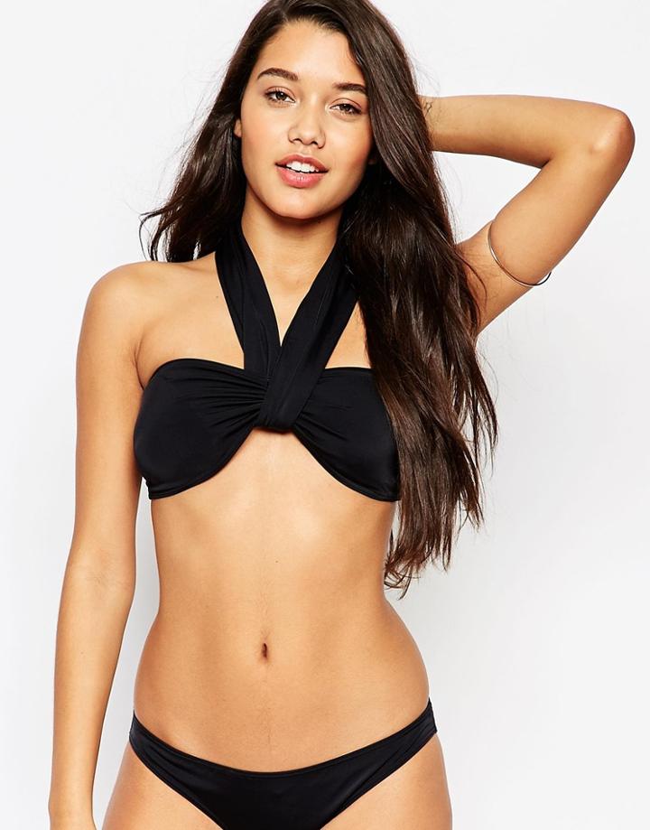 Asos Wrap Neck Bandeau Bikini Top - Black