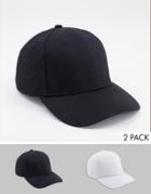 Asos Design 2 Pack Baseball Cap In Black And Gray Save-multi
