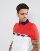 Asos Design Polo Shirt With Contrast Taping And Panel In White - White