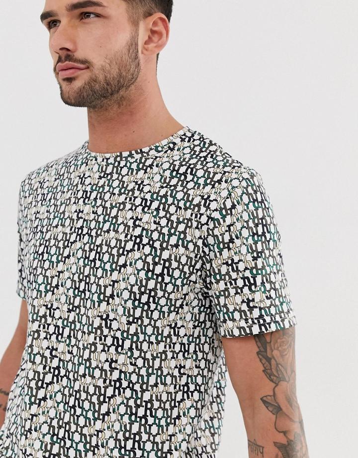 River Island T-shirt With Monogram In Ecru-cream