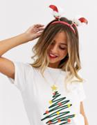 Asos Design Holidays Headband With Santa Claus Boppers