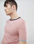 Asos Design Muscle Fit T-shirt With Contrast Ringer And Cuff - Multi