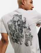 Hugo Donument T-shirt With Back Print In Stone-neutral
