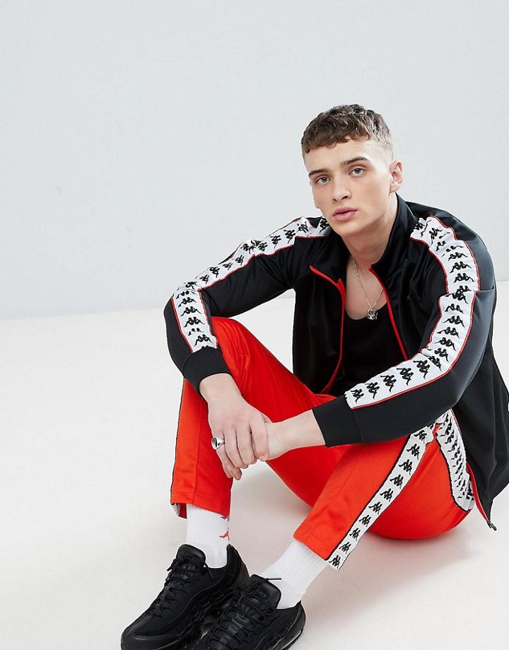 Kappa Poly Tricot Track Jacket With Banda Taping - Black