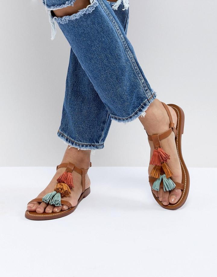 Pull & Bear Multi Tassle Sandal In Multi - Multi