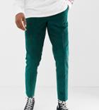 Asos Design Tall Slim Crop Smart Pants In Teal Cord - Green
