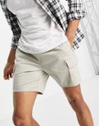 Asos Design Cargo Shorts In Beige-neutral