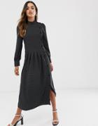 Vero Moda High Neck Button Detail Midi Dress-black