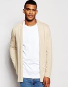 Asos Longline Jersey Waterfall Cardigan In Beige - Beige