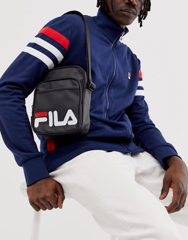 Fila London Flight Bag With Logo In Black - Black