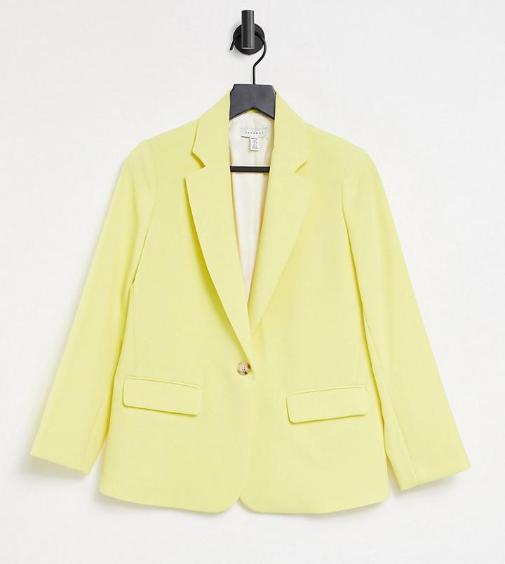 Topshop Petite Clean Crepe Blazer In Lemon-yellow