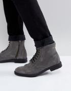 Kg By Kurt Geiger Military Lace Up Boots Black - Gray