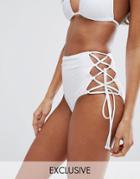 South Beach Mix & Match Lattice High Waist Bikini Bottom - White