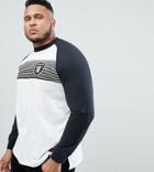 Majestic Plus Raglan Long Sleeve T-shirt With Raiders Panel Print In White - White