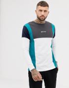Nicce Long Sleeve T-shirt In White With Color Blocking - White