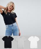 Asos Design Petite Ultimate T-shirt With Crew Neck In 3 Pack Save - Multi
