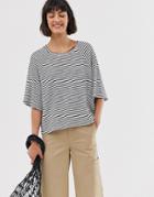 Weekday T-shirt In Black And White Stripes - Multi