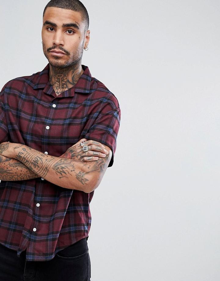 Mennace Revere Shirt In Check - Red