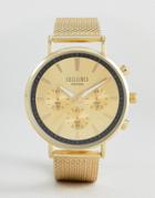 Reclaimed Vintage Inspired Chronograph Mesh Watch In Gold - Gold