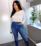 Simply Be Lucy High Waisted Skinny Jean In Stone Wash-blues