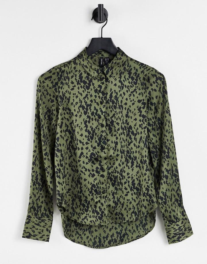 Vero Moda Satin Shirt In Animal Print-multi