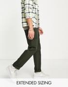 Asos Design Slim Cargo Pants With Laid On Pockets In Dark Khaki-green