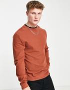 River Island Long Sleeve Double Layer T-shirt In Rust-red