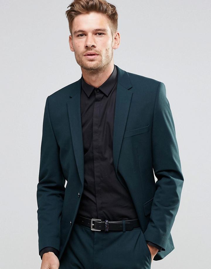 Selected Homme Suit Jacket In Slim Fit With Stretch - Bottle Green