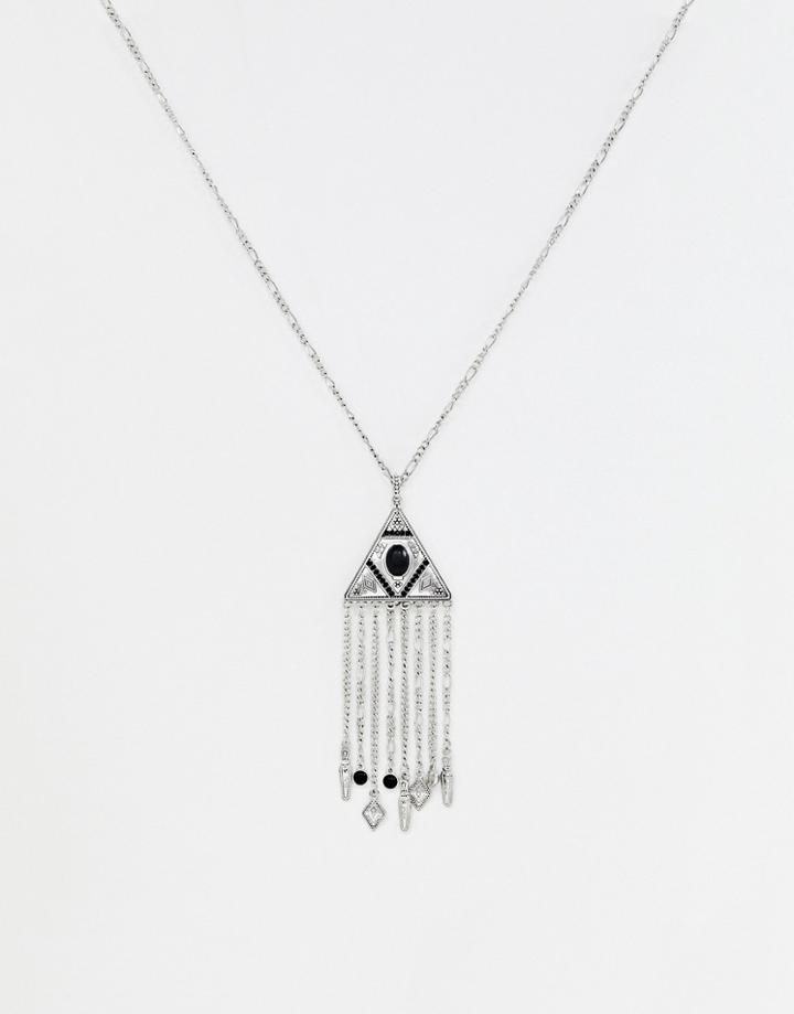 Sacred Hawk Fringe Necklace - Silver