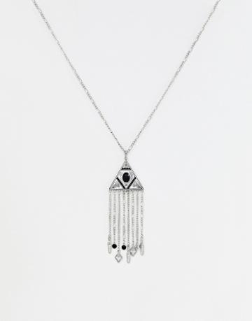 Sacred Hawk Fringe Necklace - Silver