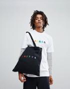 Asos Design X Glaad Tote Bag With Unity Embroidery In Black - Black