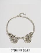 Regal Rose Halloween Malice Double Snake Collar Necklace - Silver