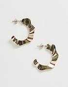 Pieces Hammered Gold Hoop Earrings - Gold