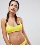 Prettylittlething Exclusive Crinkle Bikini Top - Yellow