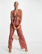 Na-kd Loose Fit Pants In Dusty Pink - Part Of A Set