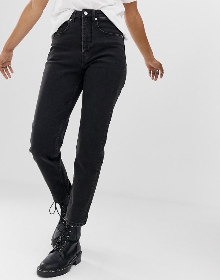 Cheap Monday Crop Mom Jeans With Organic Cotton - Black