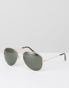 New Look Aviator Sunglasses In Gold - Gold
