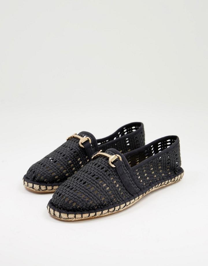 Asos Design Espadrilles In Black Weave With Snaffle