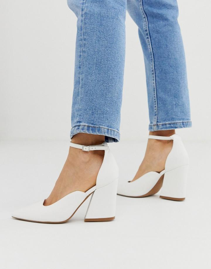 Asos Design Spotless Pointed Block Heels In White
