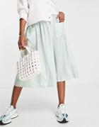 Asos Design Midi Skirt With Pocket Detail In Washed Mint-green