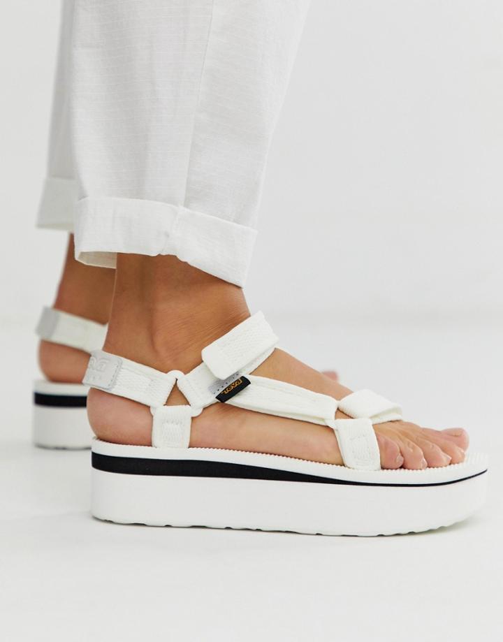 Teva Flatform Universal Mesh Print Chunky Sandals In White - White
