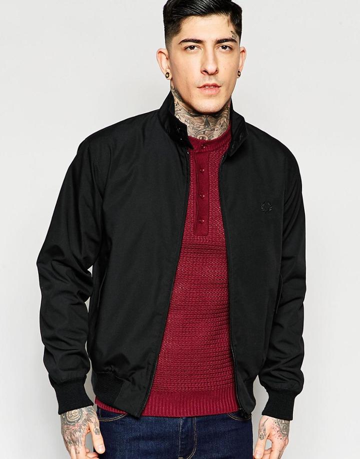 Fred Perry Laurel Wreath Harrington Jacket Made In England - Black