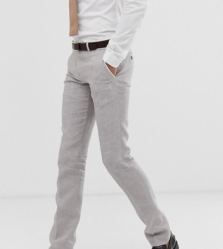 Twisted Tailor Tall Super Skinny Linen Suit Pants In Stone - Stone