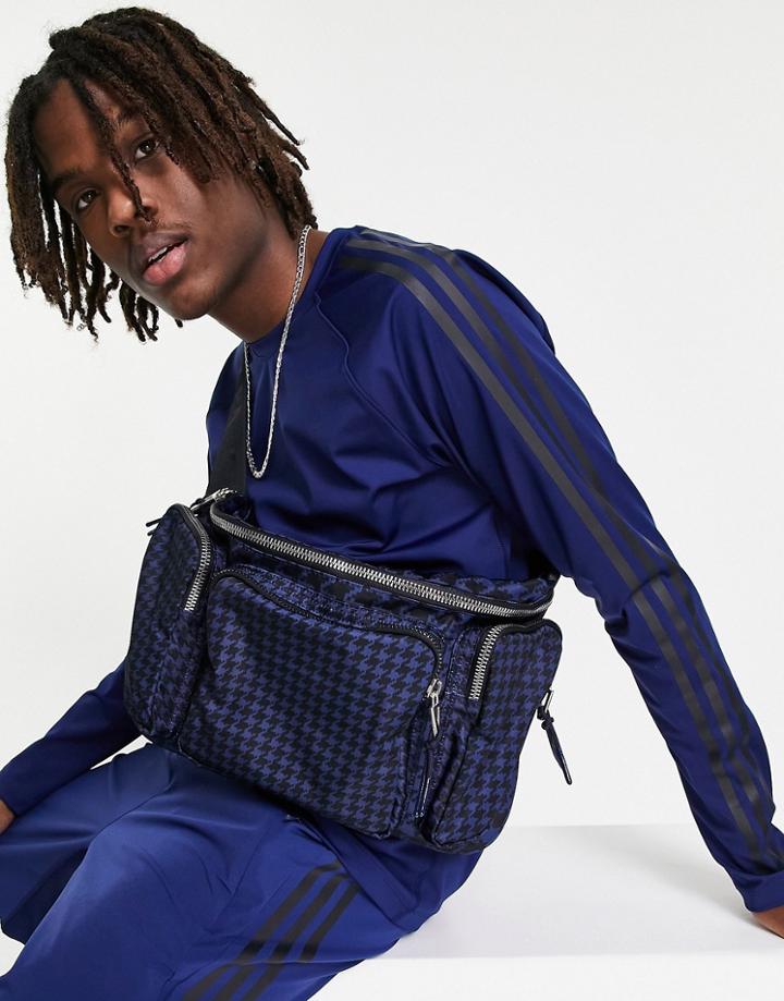 Adidas Originals X Ivy Park Dog Tooth Waist Bag In Dark Blue-multi