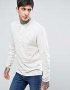 Farah Weddell Long Sleeve Top Henley Linen Regular Fit In Chalk Marl - Gray