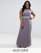 Asos Curve Sparkle Maxi Dress With Open Back Detail - Gray