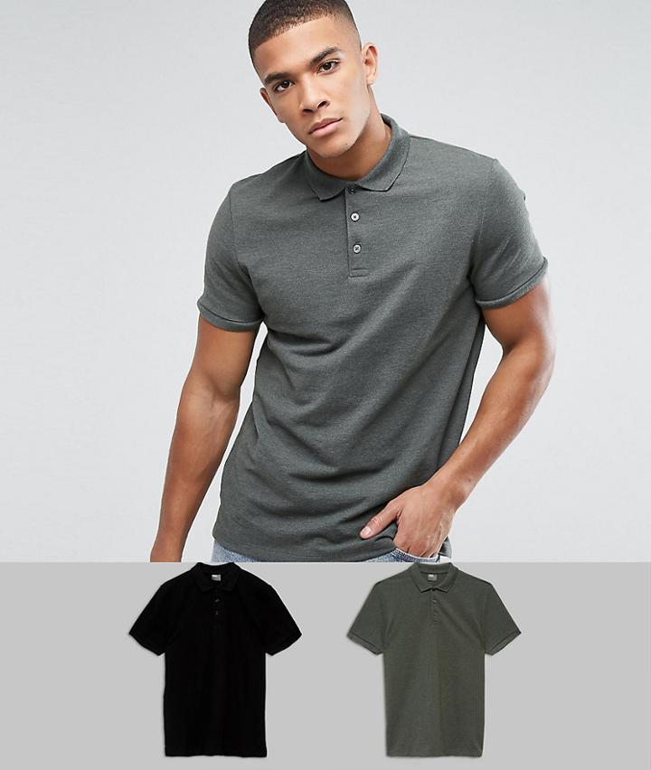 Asos Pique Polo 2 Pack Save - Multi