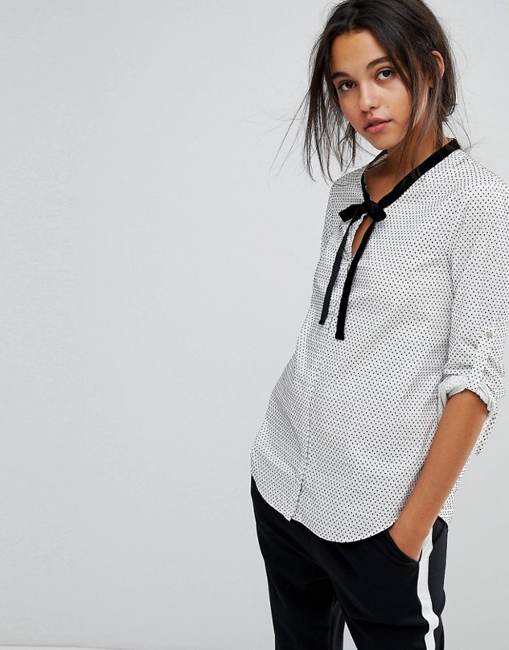 Boss Orange By Hugo Boss Efelize Print Pussy Bow Blouse - White
