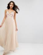 Needle & Thread Prarie Embroidery Tulle Maxi Dress - Pink